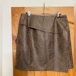 Faux weathered-leather mini skirt